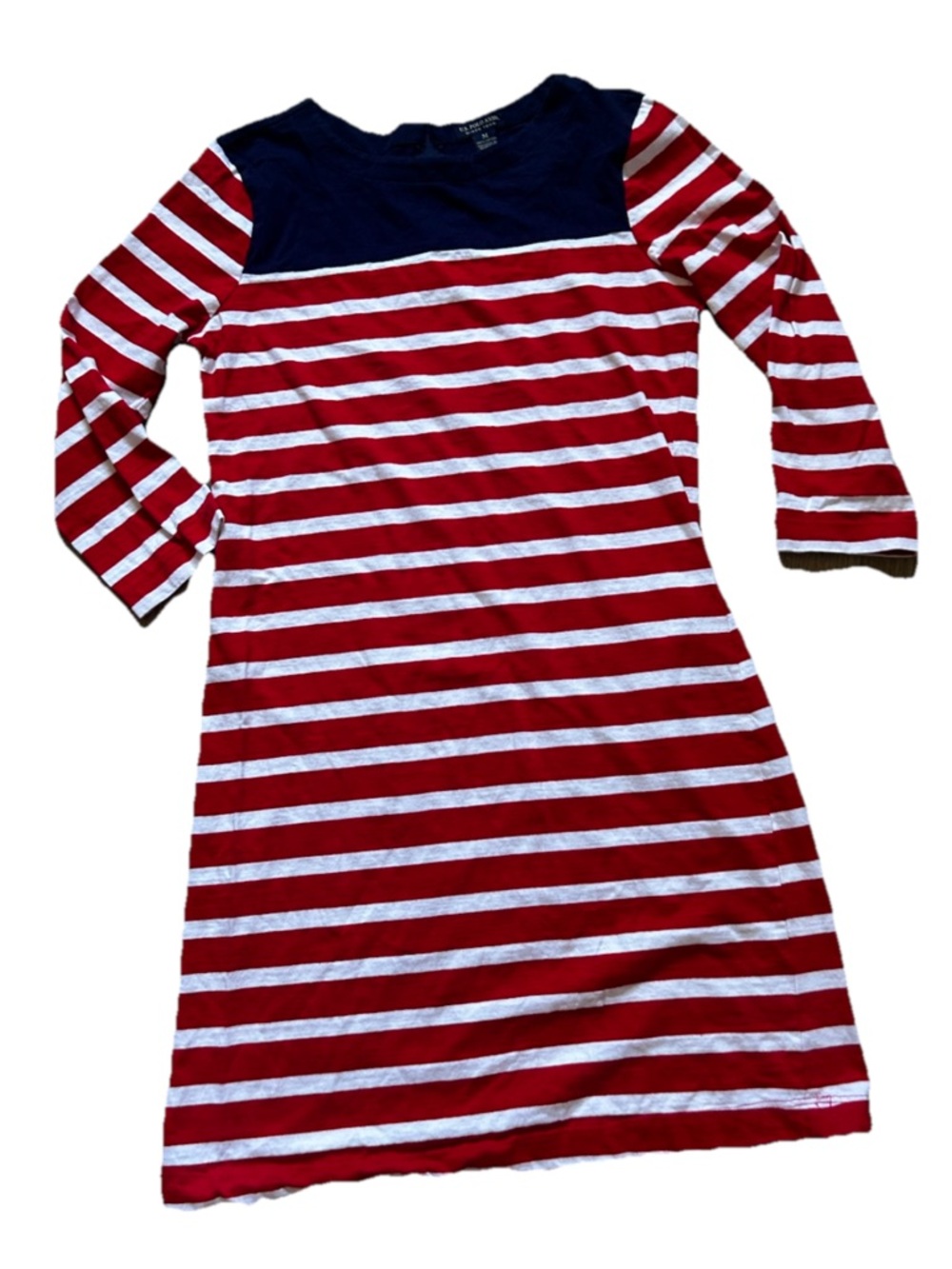 U.S. Polo Assn. Red, White & Navy Striped Long-Sleeve Mini Dress - Picture 1 of 5